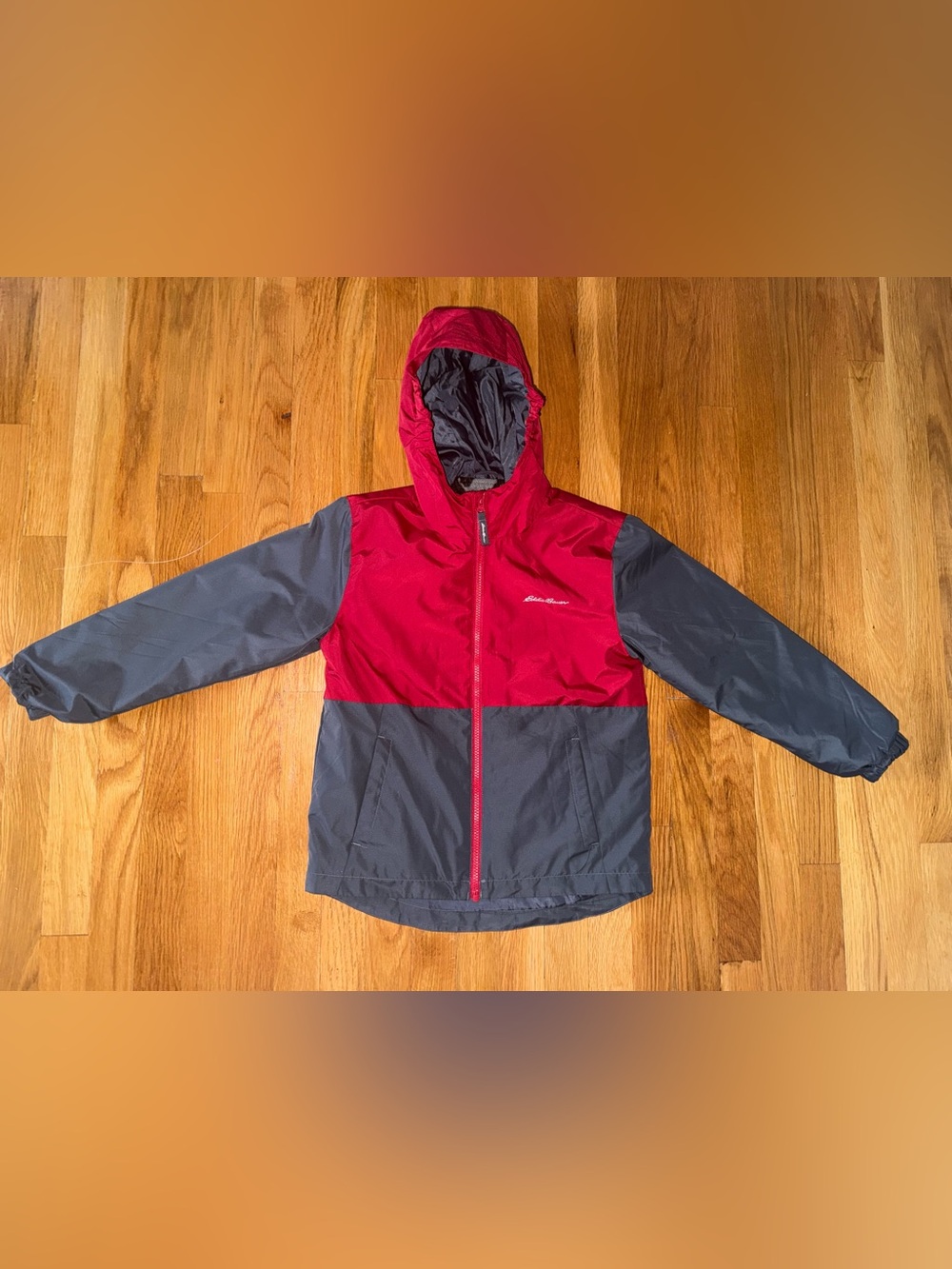 Boys Eddie Bauer Kids' Red and Gray 3 in 1 Rain and Fleece Jacket